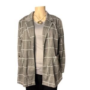 Lane Bryant  Open Front Jacket Size 22/24 in Light Gray With White Pattern